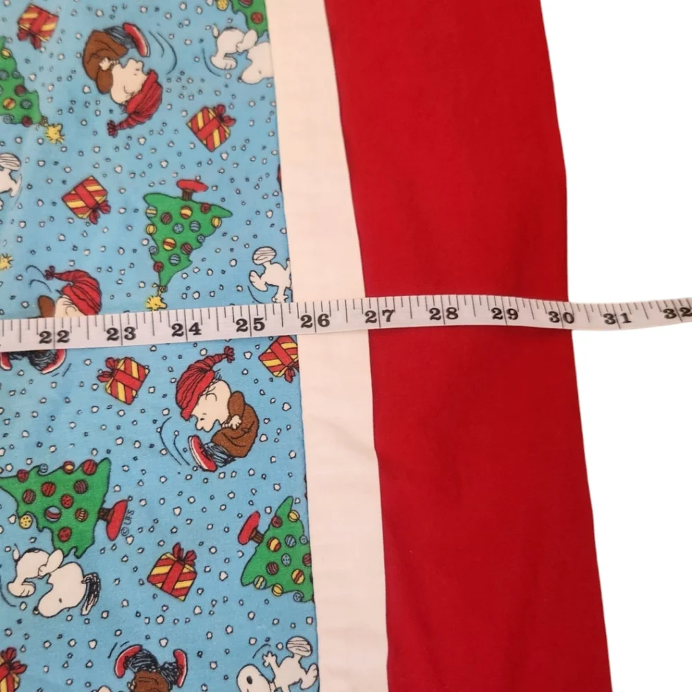 Vintage Peanuts Snoopy Christmas Pillowcase Standard Rare Blue Red Trees Charlie